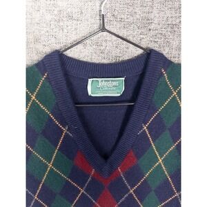 Johnstons of Elgin Cashmere Vest Mens Argyle M V Neck Preppy Grandpa